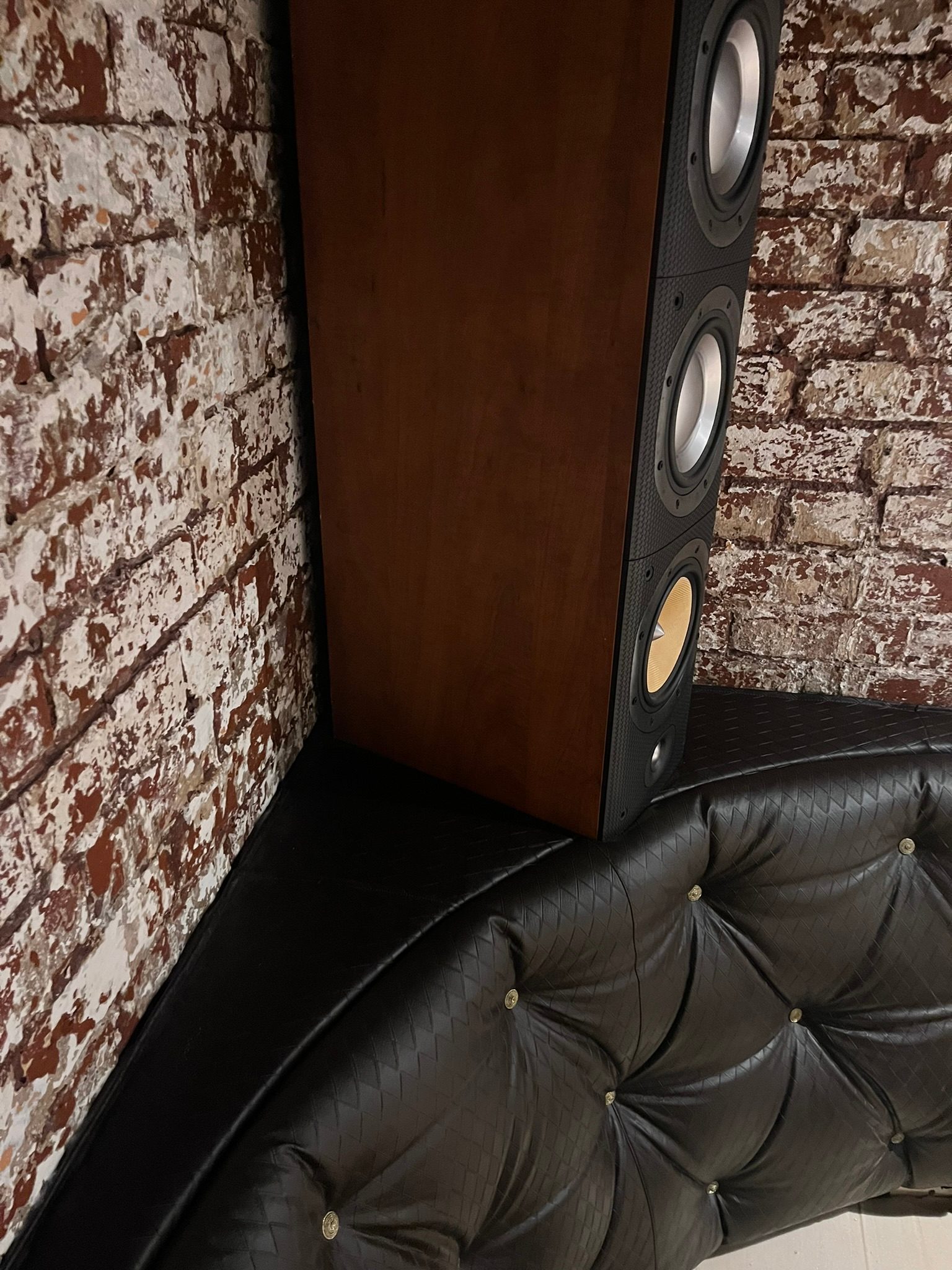 Premium speakers positioned in a listening and entertainment space