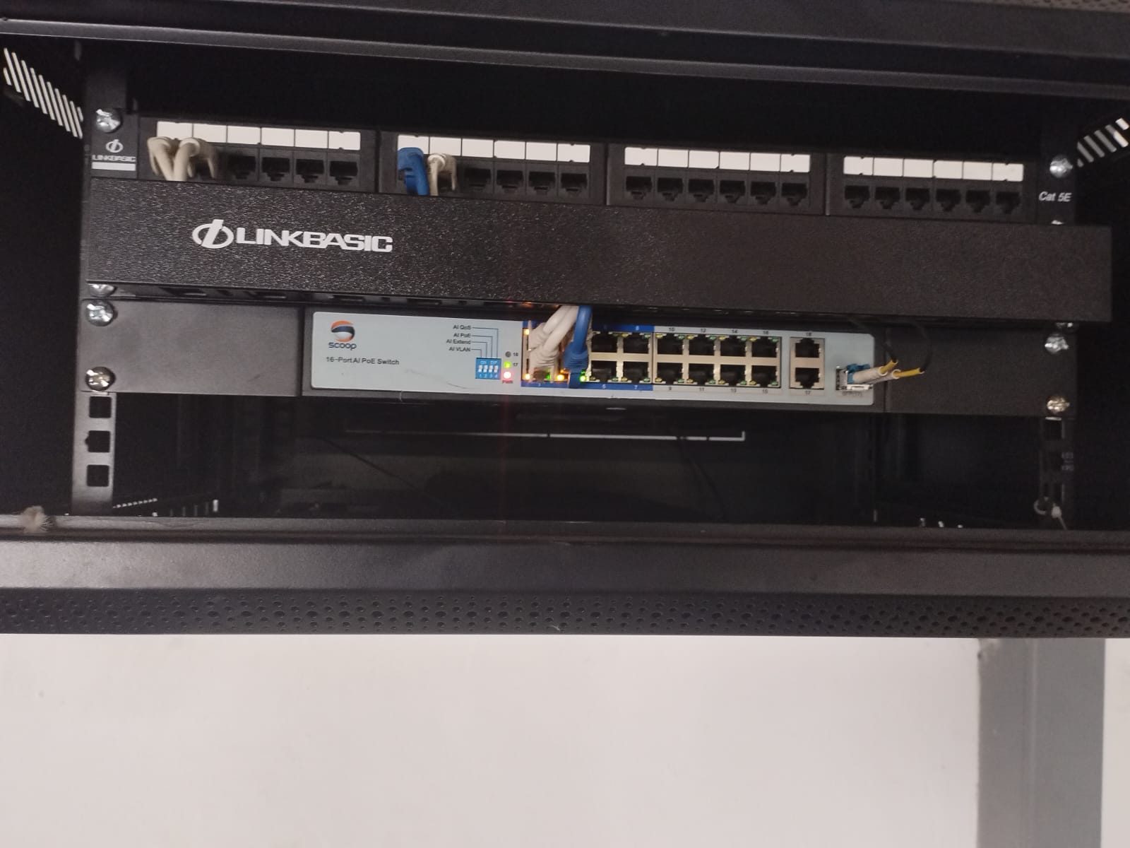 DG Technologies fibre and network rack where changes should be handled during a maintenance window