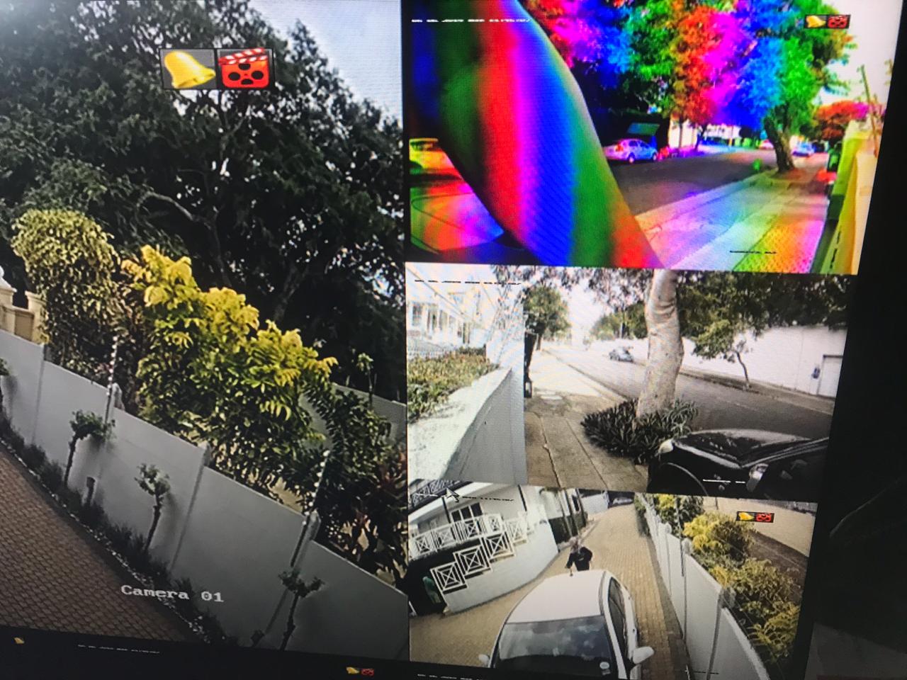 Multiple old CCTV views being checked for image quality and reliability