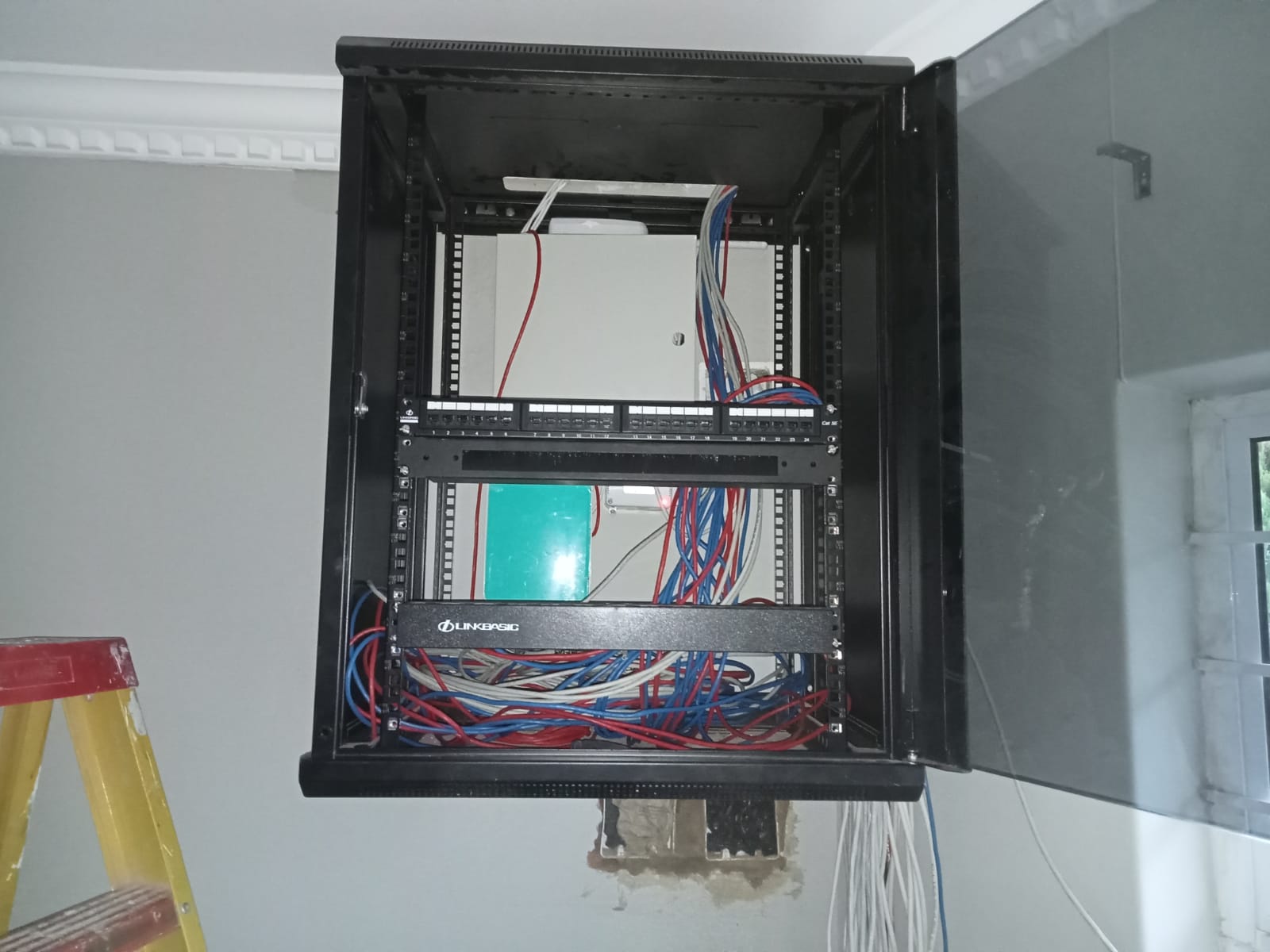 Cabinet cabling prepared during first-fix construction stage