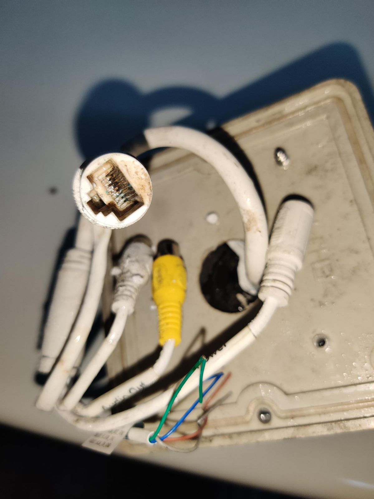 Corroded RJ45 connector found during CCTV camera fault finding