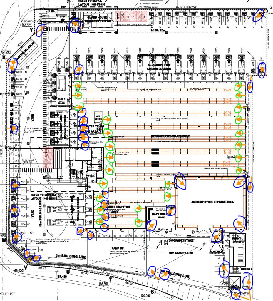 Commercial CCTV camera layout drawing used for planning coverage