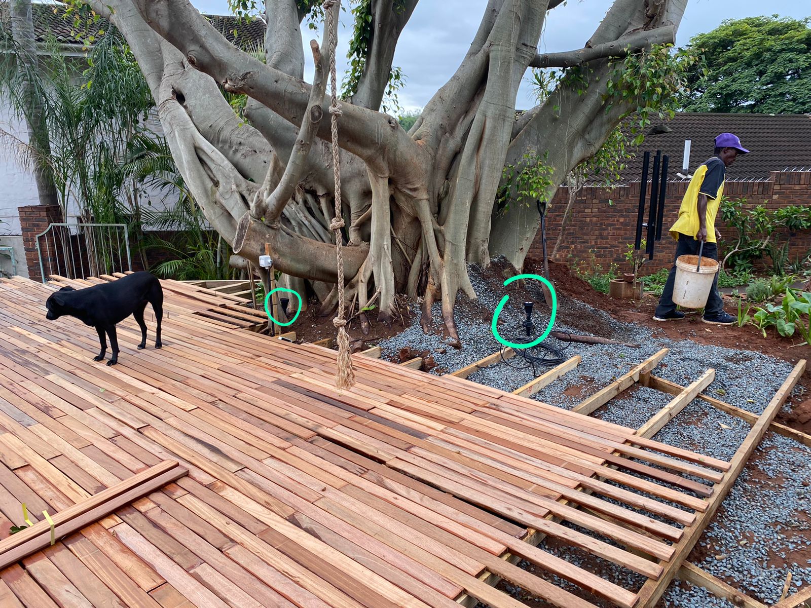 Tree and deck lighting being planned before outdoor finishes are complete